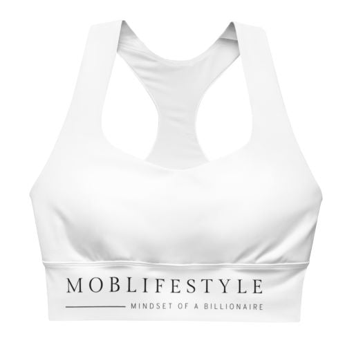 MOB Classic White Longline sports bra series - Moblifestyle Mindset of a Billionaire